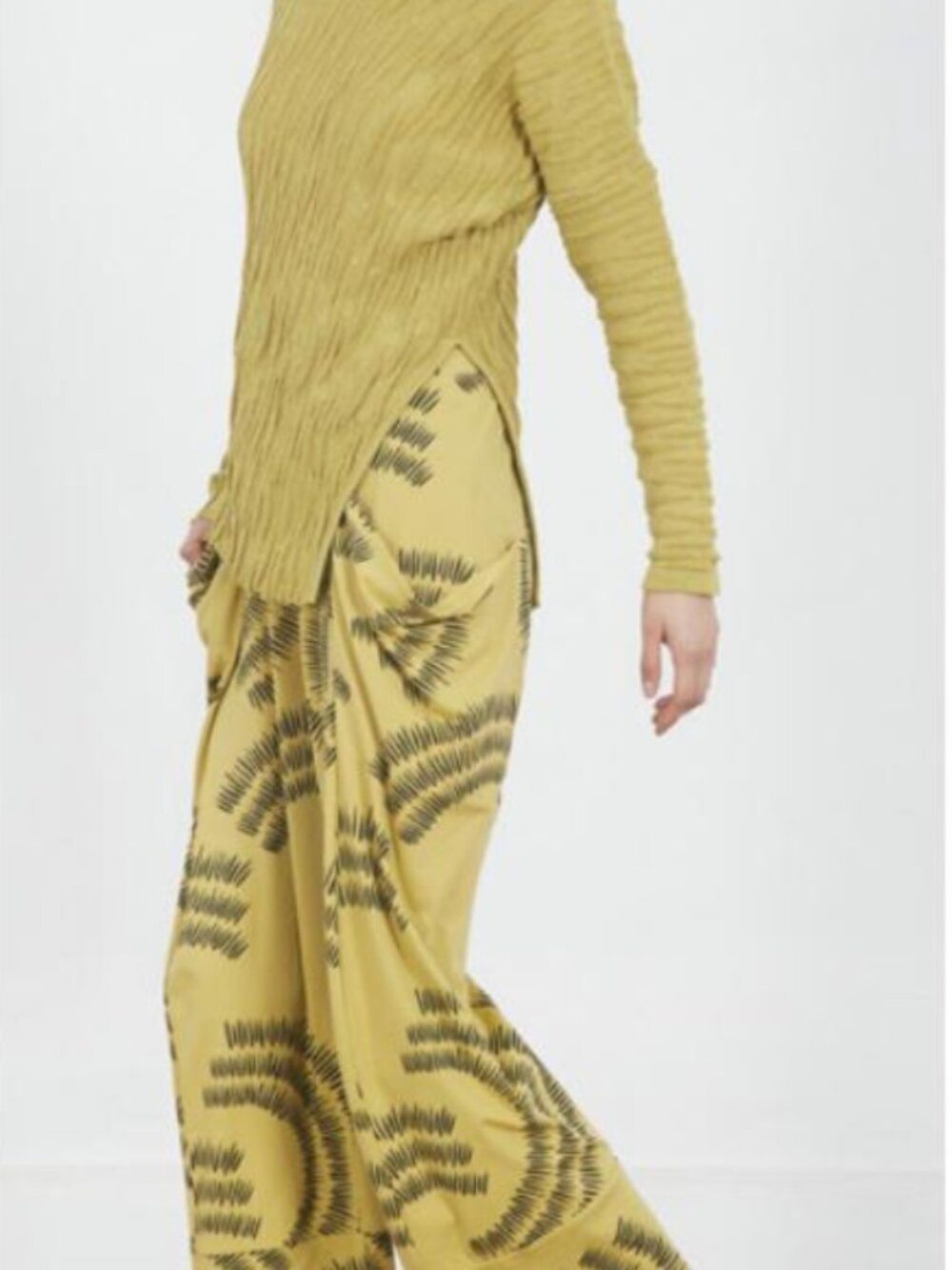 Matthildur Sunset Pants Large Black white Print Cropped Wide Leg Elastic Waist - Picture 7 of 7